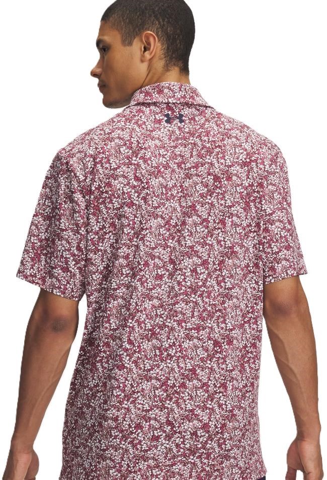 Under Armour Playoff 3.0 Printed pánské polo, tourmaline pink/dark maroon/midnight navy