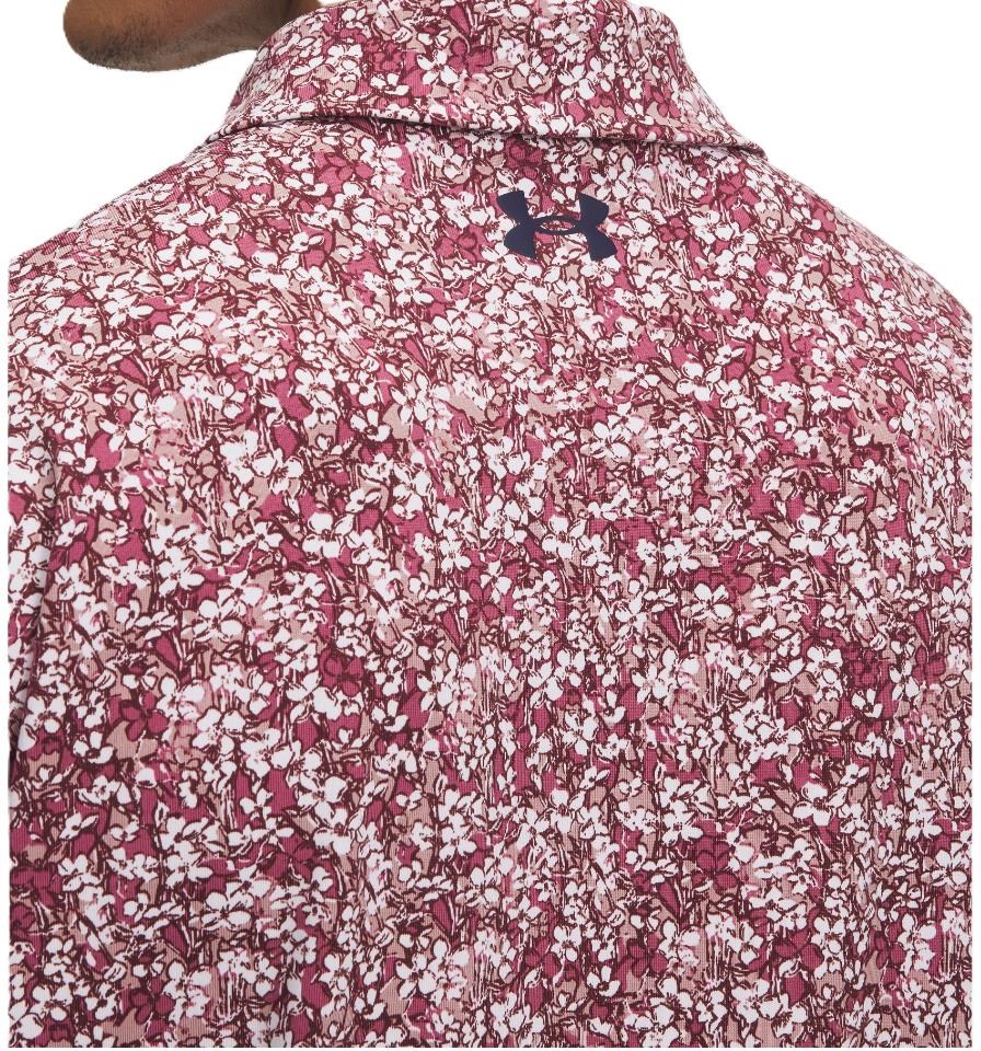 Under Armour Playoff 3.0 Printed pánské polo, tourmaline pink/dark maroon/midnight navy