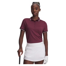 Under Armour Playoff Jacquard dámské polo, dark maroon/fuchsia dusk/white