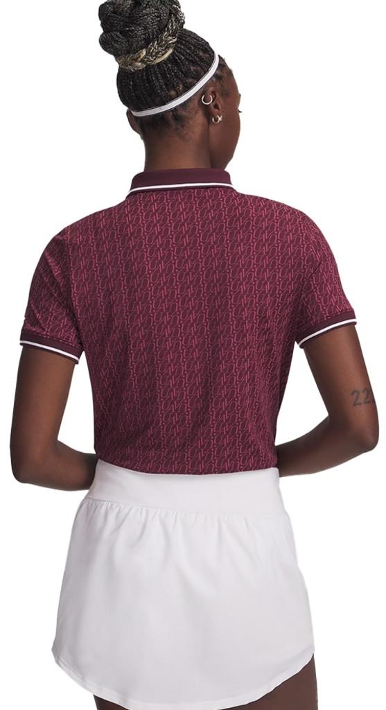 Under Armour Playoff Jacquard dámské polo, dark maroon/fuchsia dusk/white
