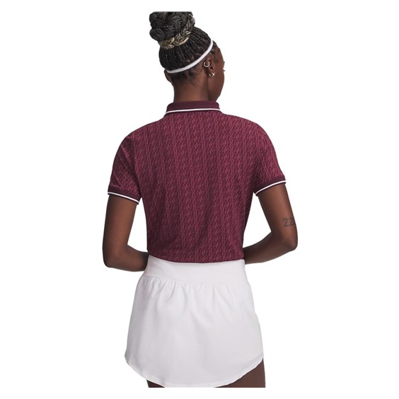 Under Armour Playoff Jacquard dámské polo, dark maroon/fuchsia dusk/white