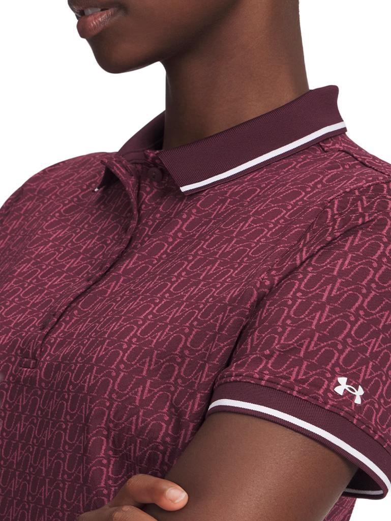 Under Armour Playoff Jacquard dámské polo, dark maroon/fuchsia dusk/white