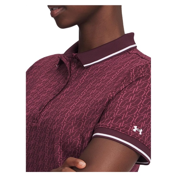 Under Armour Playoff Jacquard dámské polo, dark maroon/fuchsia dusk/white