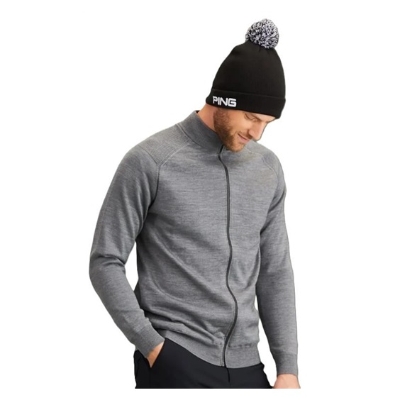 Ping Murphy Lined full zip pánský svetr, šedý