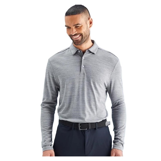 Ping Creek long sleeve pánské polo, rock melange