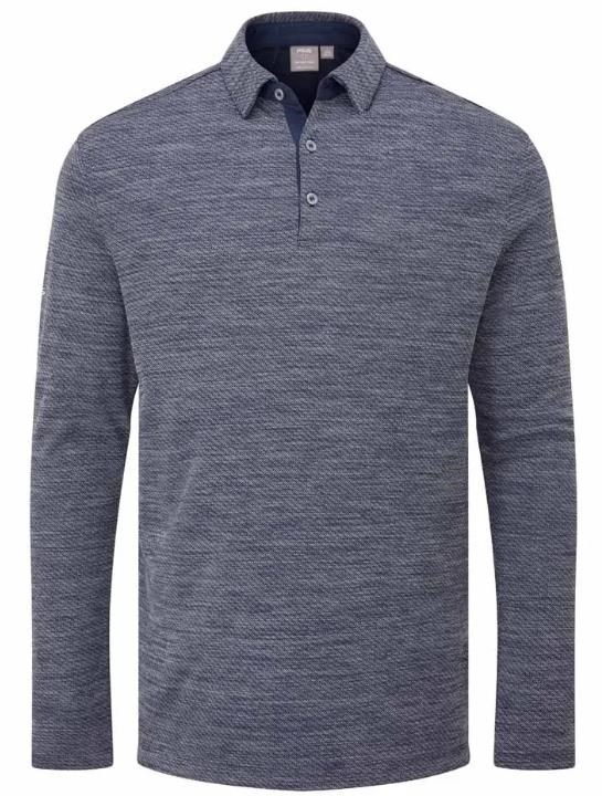 Ping Creek long sleeve pánské polo, navy melange