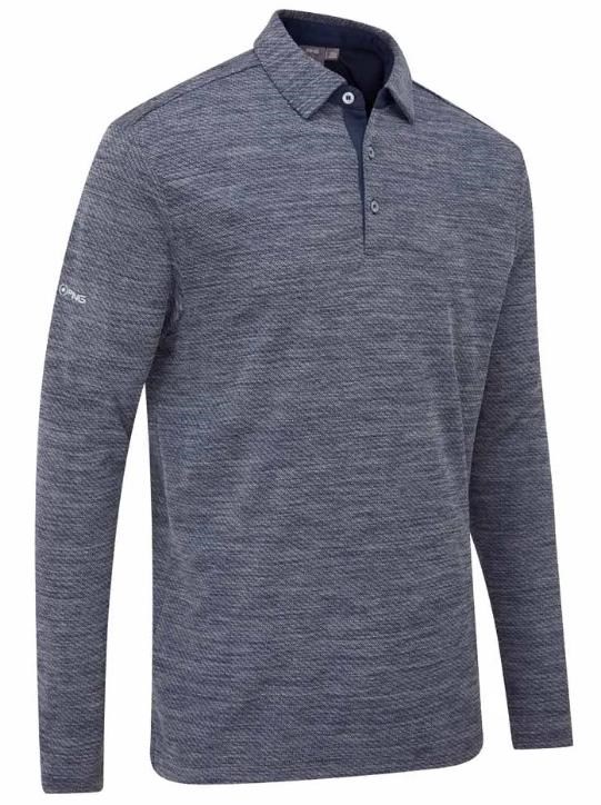 Ping Creek long sleeve pánské polo, navy melange