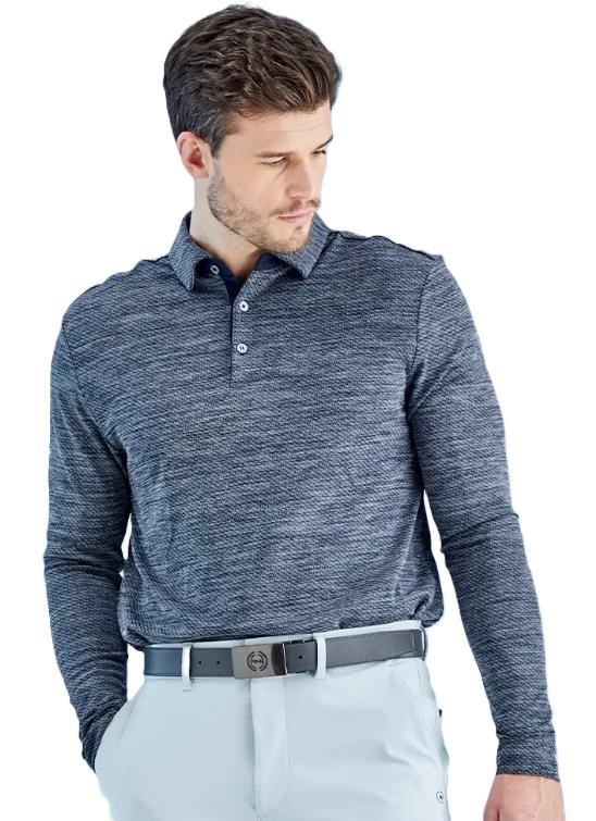 Ping Creek long sleeve pánské polo, navy melange