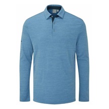 Ping Creek long sleeve pánské polo, tidal blue melange