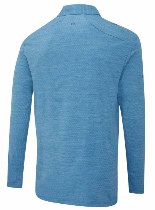 Ping Creek long sleeve pánské polo, tidal blue melange