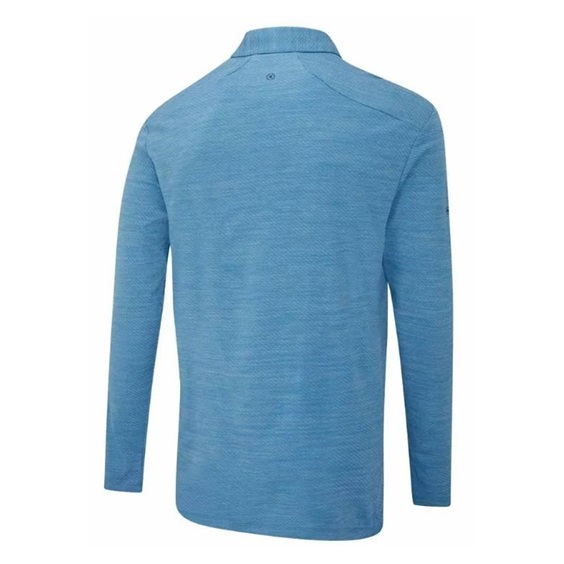 Ping Creek long sleeve pánské polo, tidal blue melange