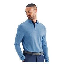 Ping Creek long sleeve pánské polo, tidal blue melange