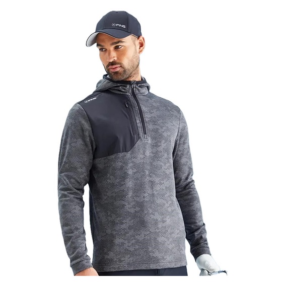 Ping Nexa Hooded half zip fleece pánská mikina, černá
