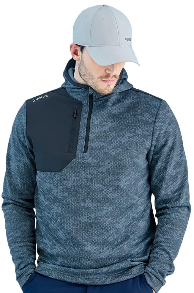 Ping Nexa Hooded half zip fleece pánská mikina, blue fusion/navy