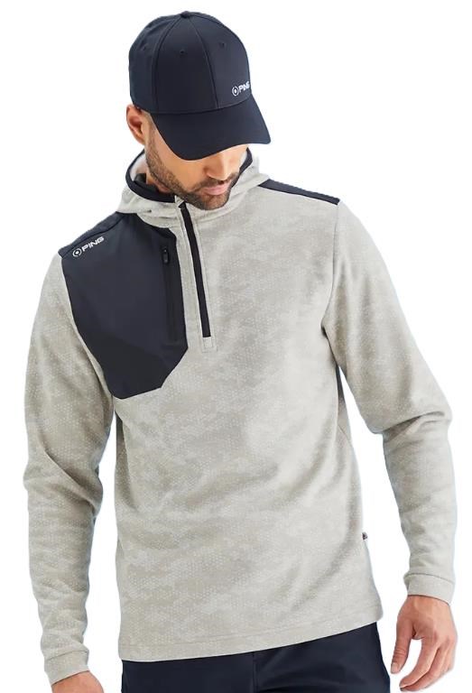 Ping Nexa Hooded half zip fleece pánská mikina, willow/black