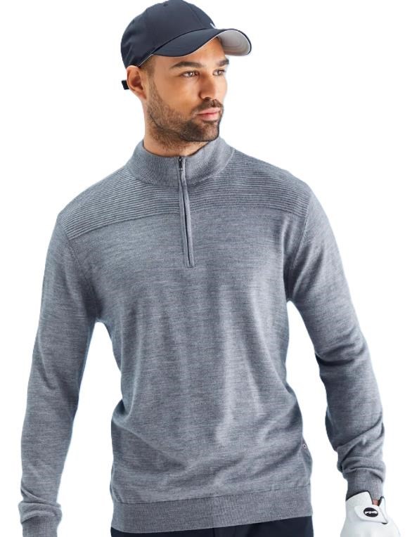 Ping Dorset Quarter zip pánský svetr, šedý