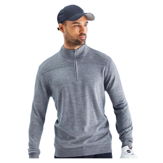 Ping Dorset Quarter zip pánský svetr, šedý