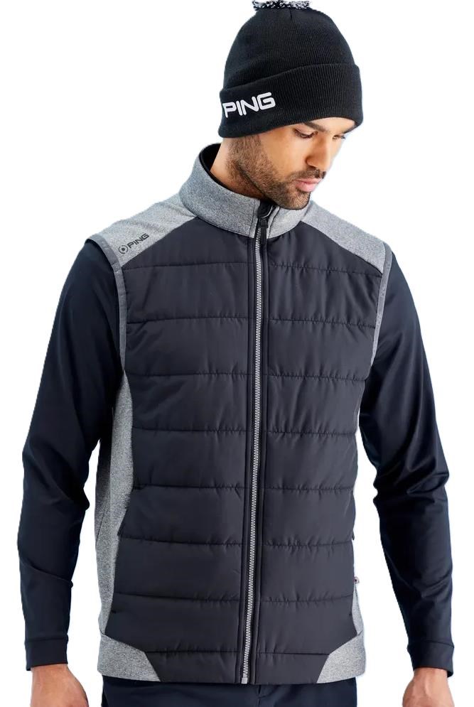 Ping Aiden Hybrid fleece pánská vesta, asphalt marl/black