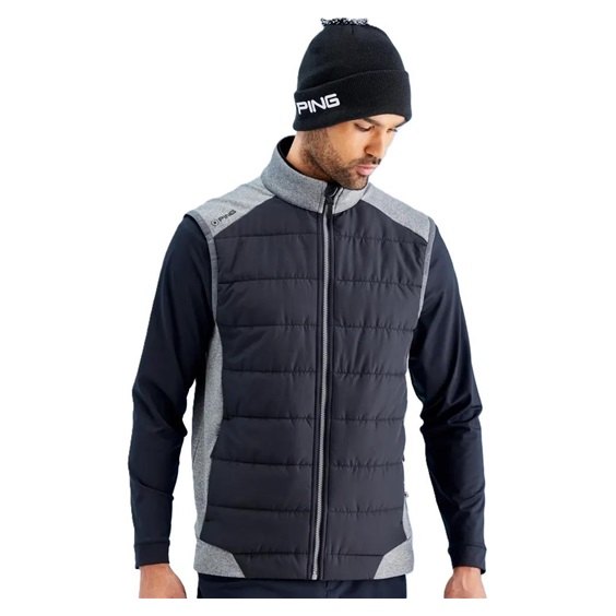 Ping Aiden Hybrid fleece pánská vesta, asphalt marl/black