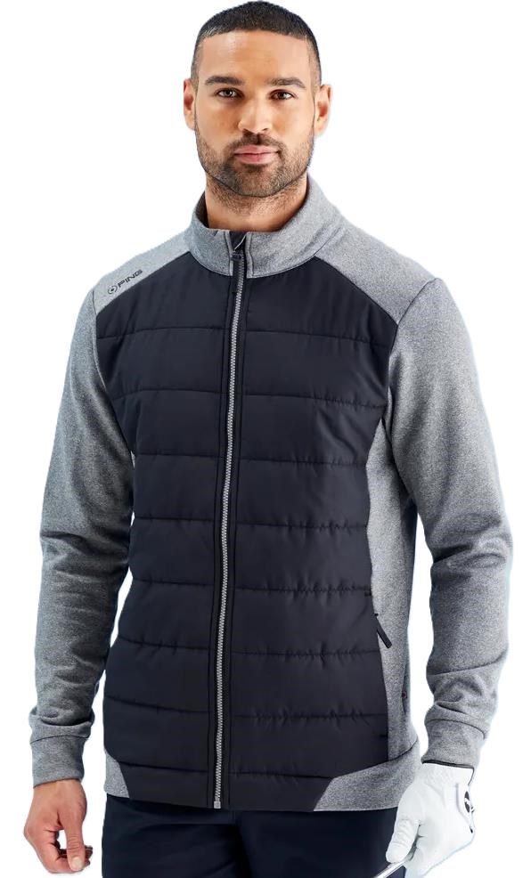 Ping Aiden Hybrid fleece pánská bunda, asphalt marl/black