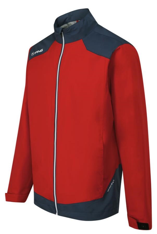 Ping AquaDrive Waterproof pánská nepromokavá bunda, classic red/oxford blue