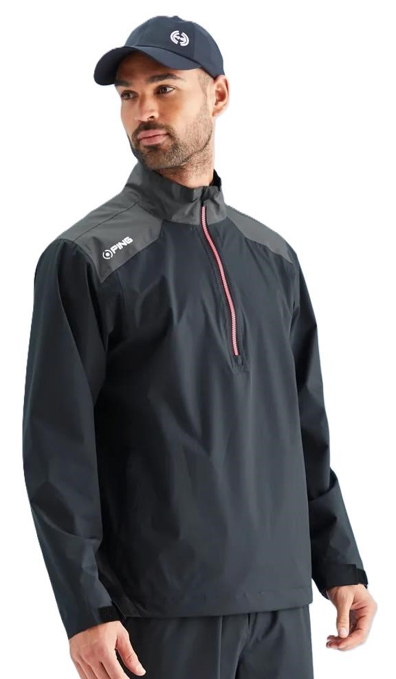 Ping AquaDrive Half-Zip Waterproof pánská nepromokavá bunda, black/asphalt