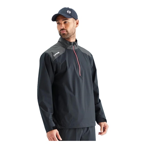 Ping AquaDrive Half-Zip Waterproof pánská nepromokavá bunda, black/asphalt