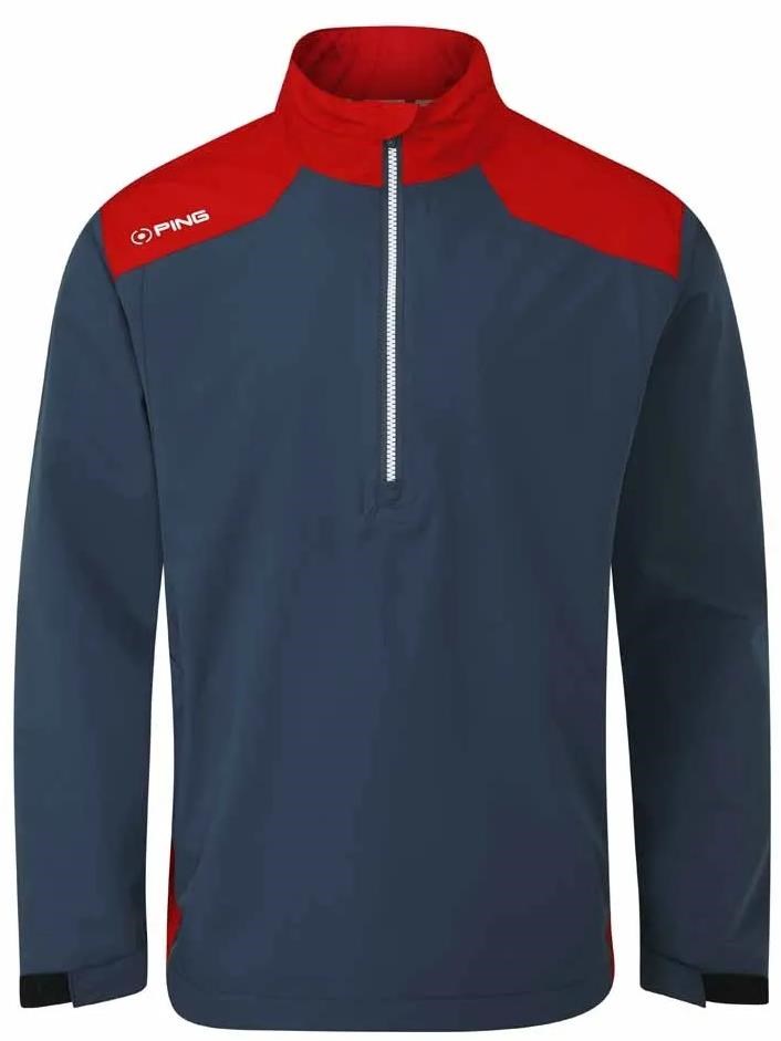 Ping AquaDrive Half-Zip Waterproof pánská nepromokavá bunda, oxford blue/classic red