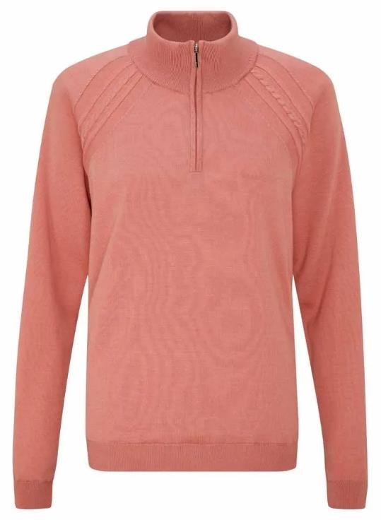 Ping Melodie Half-zip lined dámský svetr, muted pink