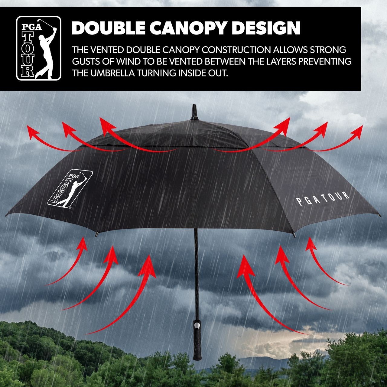 PGA Tour Windproof Double Canopy deštník 62"
