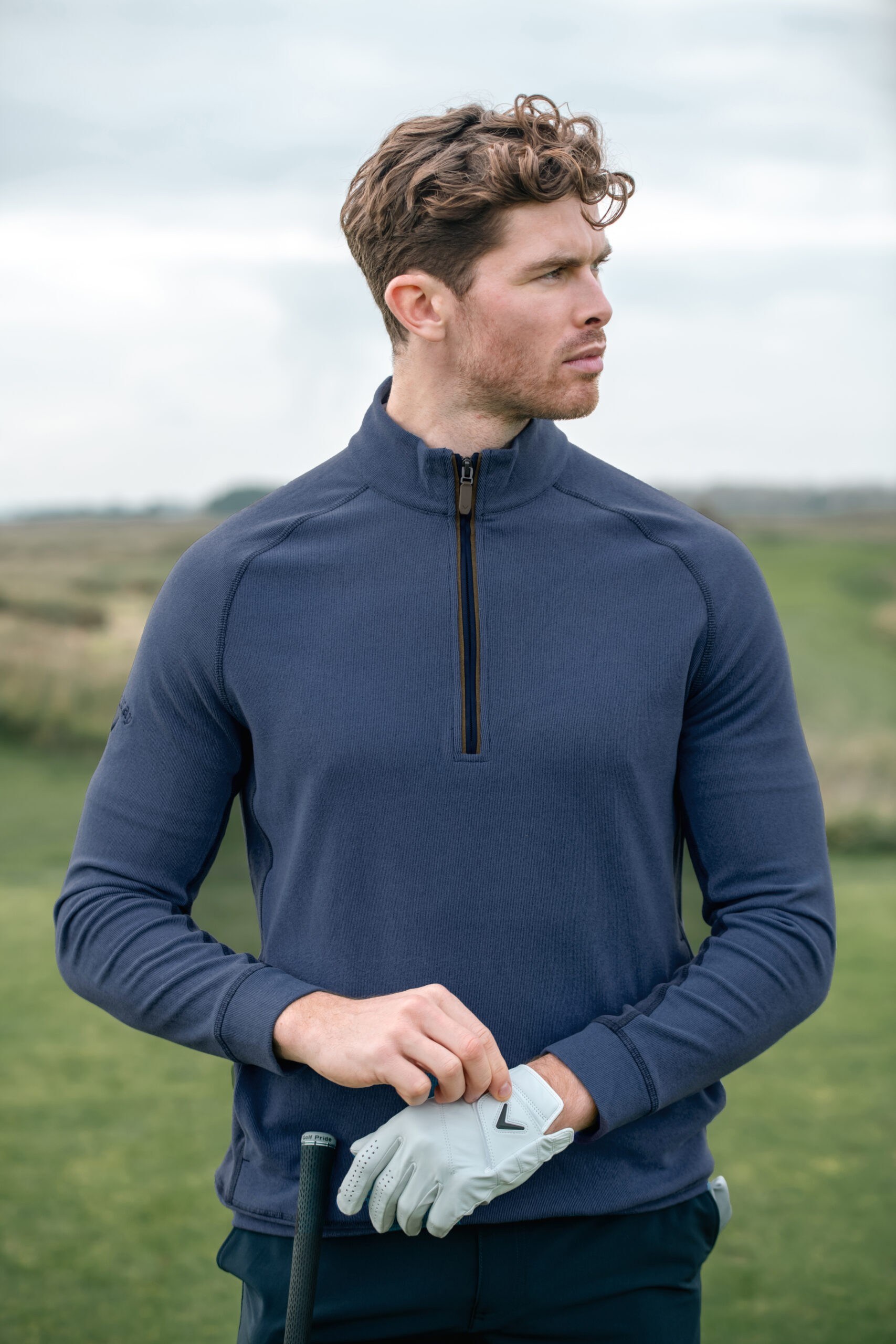 Callaway Brushed Rib 1/4 Zip pánská mikina, modrá