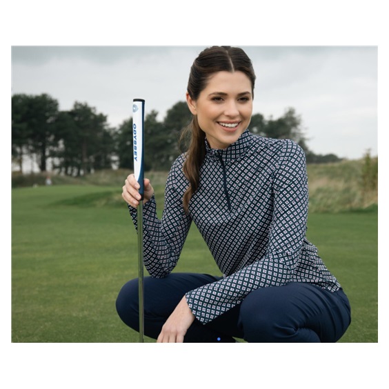 Callaway Mini Geo Sun Protection dámské tirčko s dlouhým rukávem, peacoat