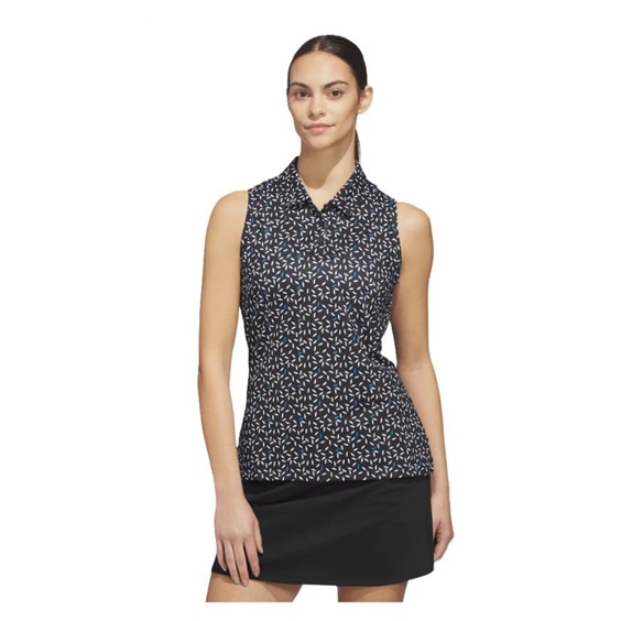 Adidas Ultimate365 All Over Print Sleeveless polo bez rukávů, černé