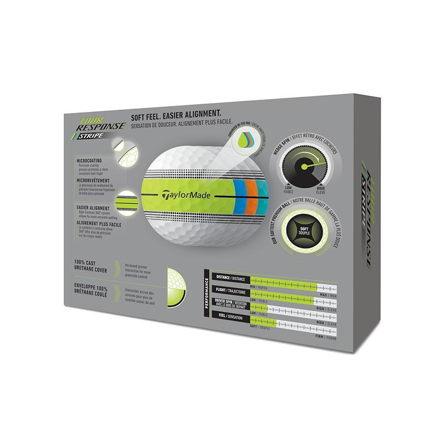 TaylorMade Tour Response Stripe golfové míčky, neon multi