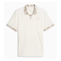 Puma Modalon Floral Rib pánské polo, warm white/ice coffee