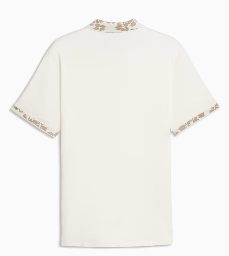 Puma Modalon Floral Rib pánské polo, warm white/ice coffee
