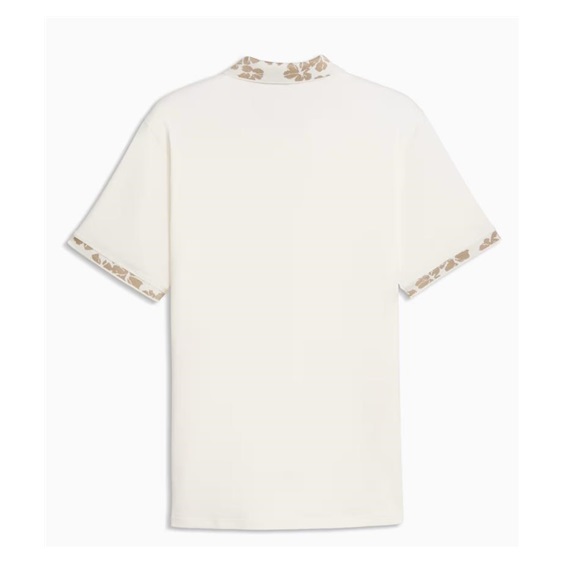 Puma Modalon Floral Rib pánské polo, warm white/ice coffee