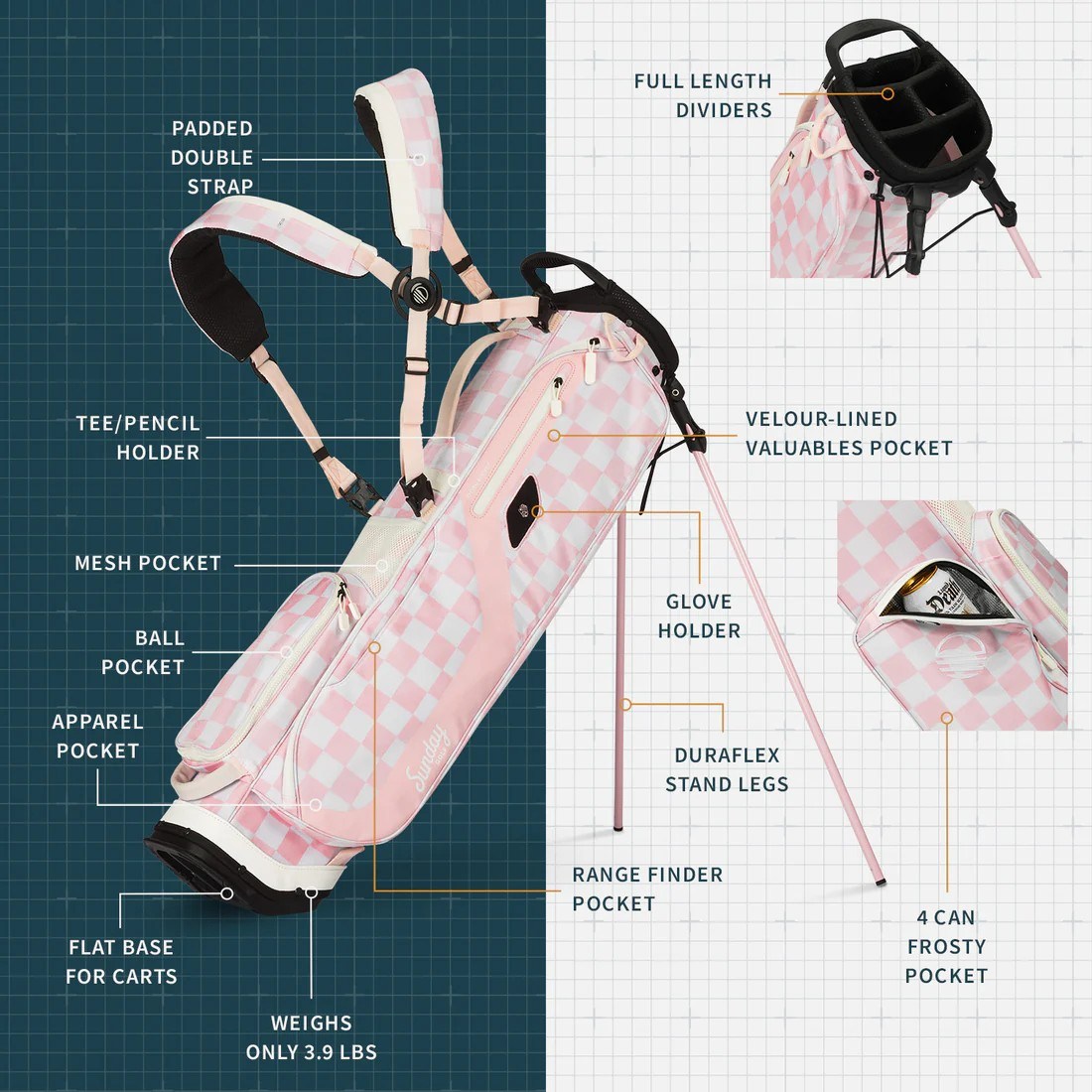 Sunday Golf El Camino pencil bag, růžovo/bílý
