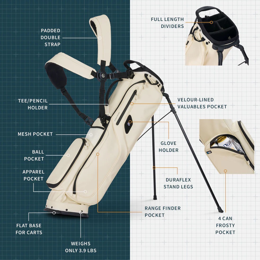 Sunday Golf El Camino S-Class pencil bag, cream