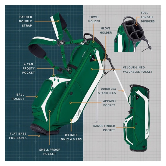 Sunday Golf Ryder stand bag, evergreen