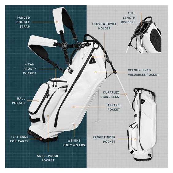 Sunday Golf Ryder S-Class stand bag, bílý