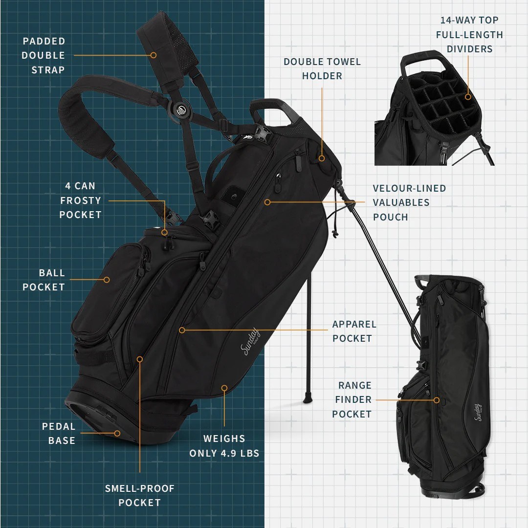 Sunday Golf Ryder 14 stand bag, černý