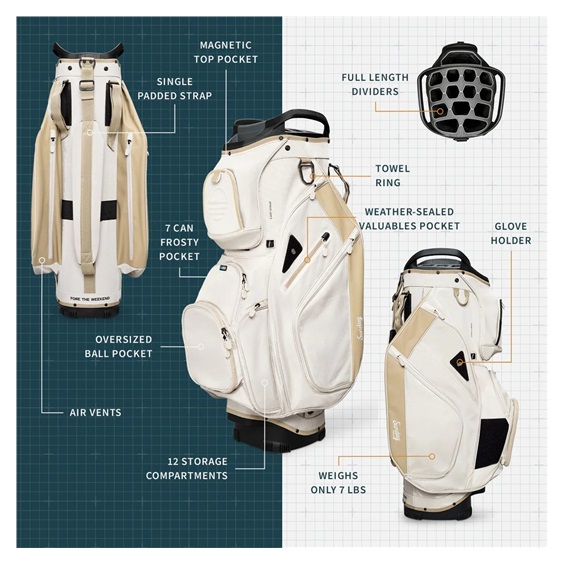 Sunday Golf Big Rig cart bag, toasted almond