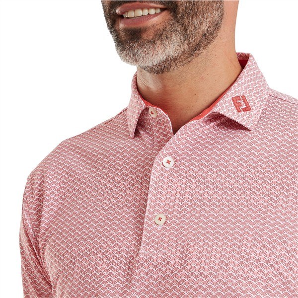 FootJoy Scallop Geo Pique pánské polo, nantucket red