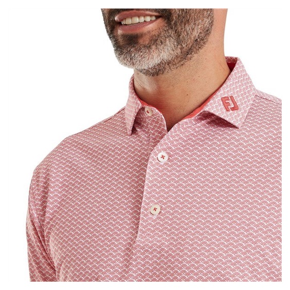 FootJoy Scallop Geo Pique pánské polo, nantucket red