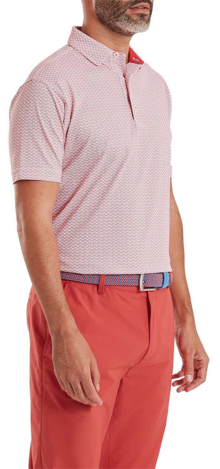 FootJoy Scallop Geo Pique pánské polo, nantucket red