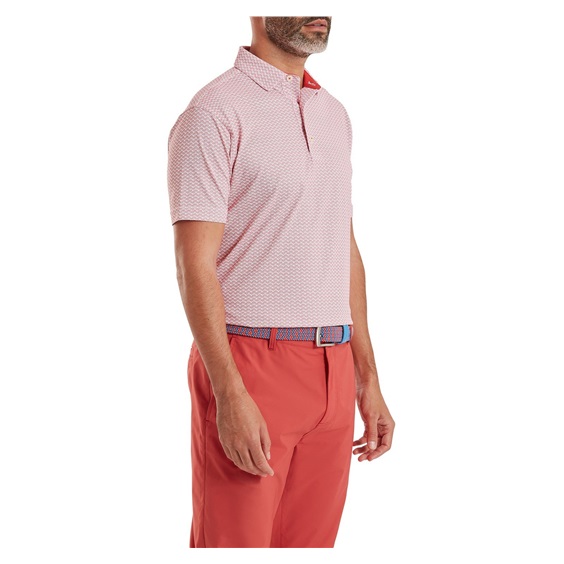 FootJoy Scallop Geo Pique pánské polo, nantucket red