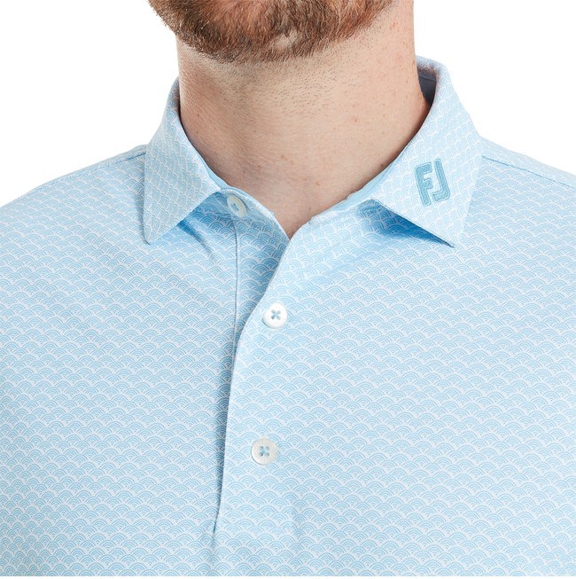 FootJoy Scallop Geo Pique pánské polo, blue reef