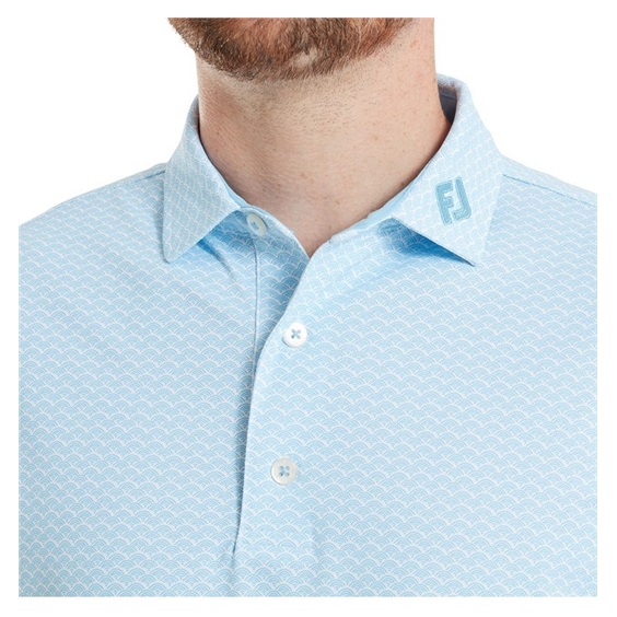 FootJoy Scallop Geo Pique pánské polo, blue reef