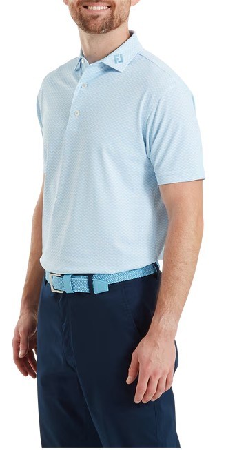 FootJoy Scallop Geo Pique pánské polo, blue reef